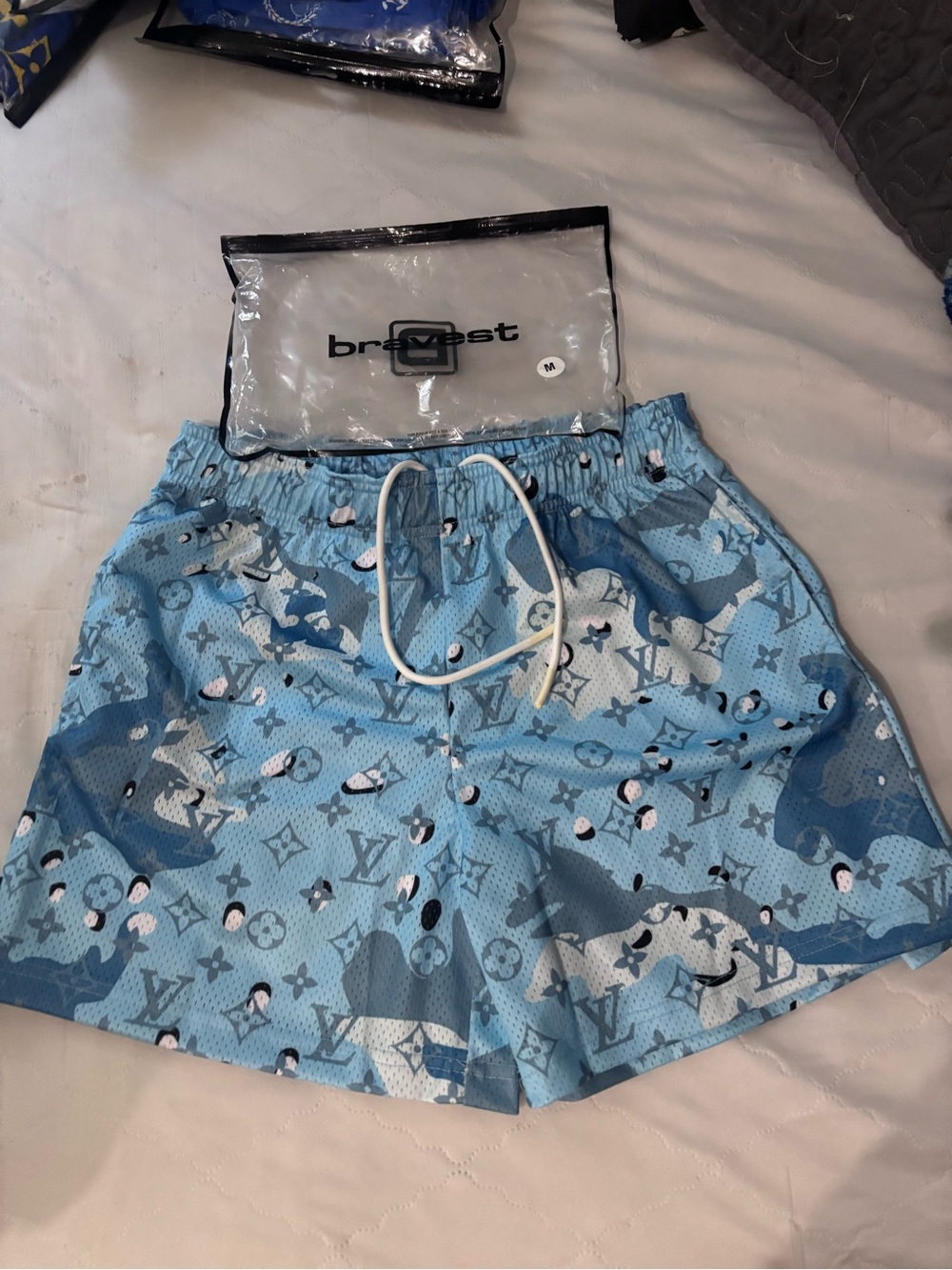 Bravest Blue Monogram Swim Shorts